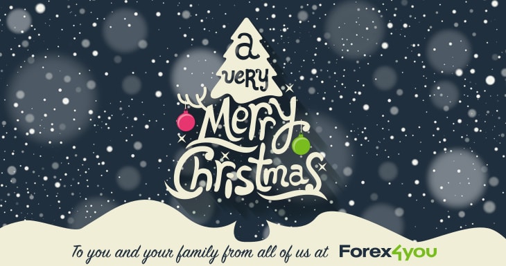 Forex4you Christmas greeting card with drawn christmas tree in the middle